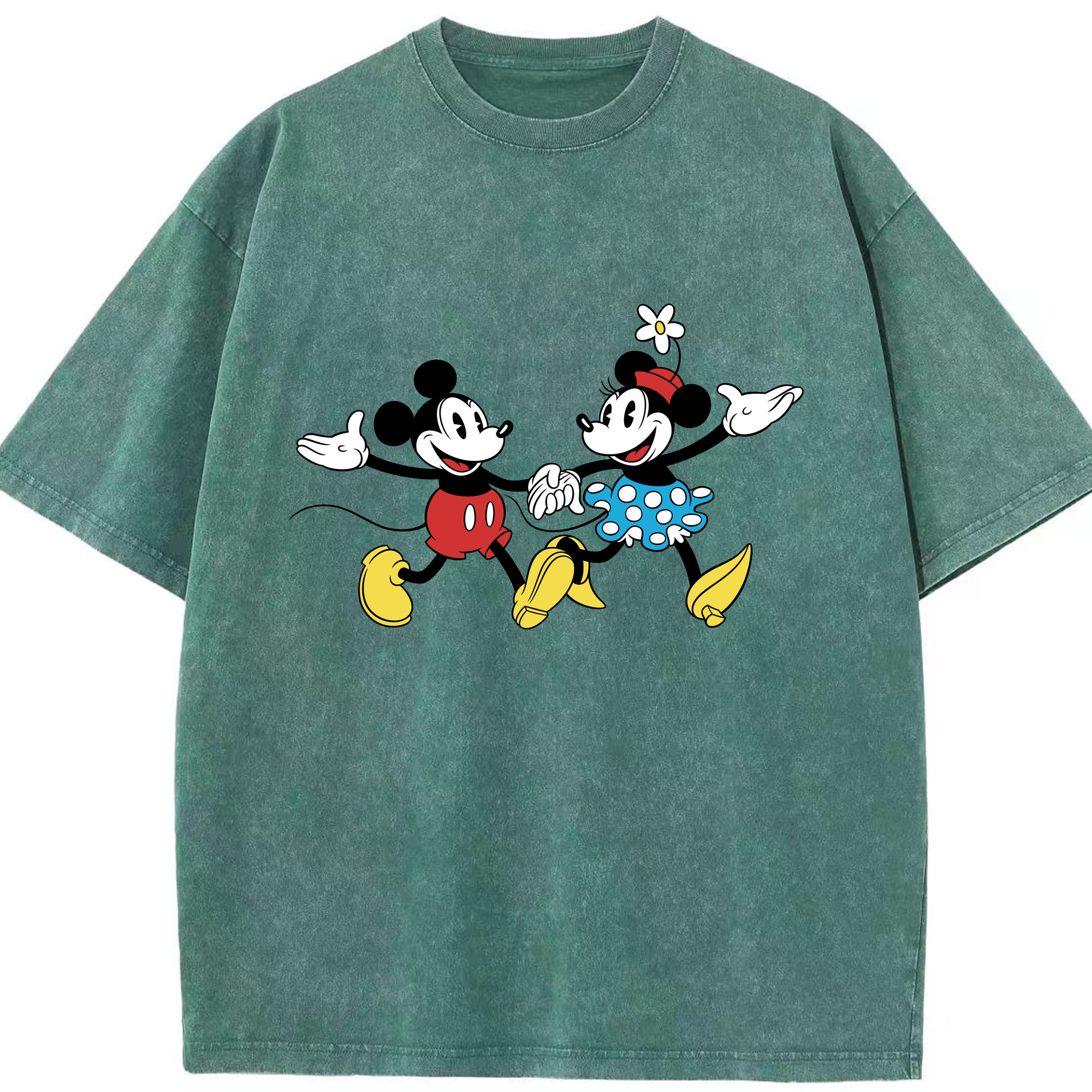 （画像用） ミッキーマウス Mickey Mouse 綿100% ヴィンテージ風 半袖Tシャツ（フロントプリント）